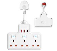 BOSYTRO 3-Socket power strip, power strips with USB (PD 18-20W), 6-in-1 power stripes with 3 independently switchable sockets, power strip for kitchen, living room, bedroom, office, max 3500W 16A
