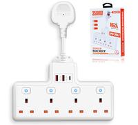 BOSYTRO Multi-socket power strip with USB, 4-socket power strip with individual switches, featuring 2 USB & 1 Type-C (PD 18-20W) for the kitchen, living room and office, max. 3500W 16A
