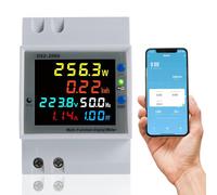 BOSYTRO WiFi Power Meter Single Phase,AC 40-300V 100A Electric Meter 1 Phase Wattmeter DIN Rail Meter Watt KWh Voltmeter Ammeter with LCD Display, Suitable for Power Measurements