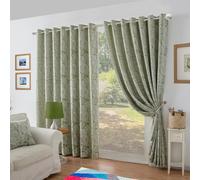 Botanic Chenille Jacquard Lined Ring Top Curtains - 168cm x 183cm - Alan Symonds | TJ Hughes