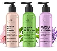 Botanic Hearth Relax and Renew shower set | Pack of 3 of Body Wash (British Rose,Lavender, Calendula Neem) 2 fl oz each