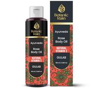 Botanic Rain Ayurveda Rose Body Oil, Moisturizing & Hydrating Organic Vitamin E Oil, Body Oils For Women After Shower, Ayurveda Products For Saggy Skin - 100 ml