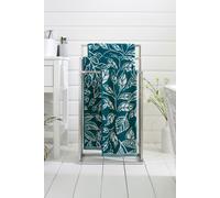 Botanical 100% Cotton Jacquard Soft 550gsm Mixed Leaves Towels Deyongs Teal Bath Sheet