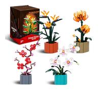 Botanical 4 in 1 Flower Bonsai Building Blocks Set - Toy for Kids Age 8+ | Compatible with LEGO，Creative holiday gifts，Creative desktop ornaments，Never withers, requires no maintenance