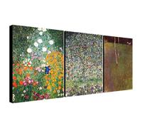 Botanical Art by Gustav Klimpt - Set Of 3 Detailed Prints - Wrapped Framed Canvas Wall Art - Various Sizes (A1 [81cm x 61cm])