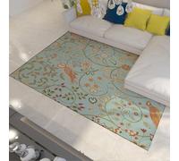 Botanical Artwork Rug 180x240cm Low Pile Machine Washable Non Slip Living Room & Bedroom Decor William Morris Plants Animals Birds Soft Short Pile Home Office Carpet