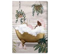 Botanical Bathtime Lounge Canvas Print Trendy Bathroom Art by Art Remedy, Gallery Wrapped, 20 x 30