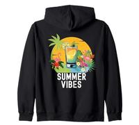 Botanical Beach Sunset with Colorful Cocktail Design Zip Hoodie