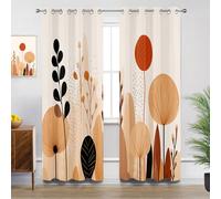 Botanical Blackout Curtains - Boho Abstract Modern Leaf Floral Curtains Eyelet, Thermal Insulated Curtain for Living Room Bedroom, W66 X D90, 2 Panels Drapes House Decor