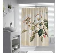 Botanical Blossom Art Shower Curtain White Flower Branch Vintage Farmhouse Waterproof Polyester Bathtub Curtain for Elegant Bathroom 150 x 200 cm