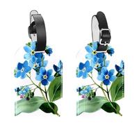Botanical Blue Blossoms Vintage Flower Luggage Tags for Suitcase, 2 Pack Leather Baggage Identifier with Privacy Flap and Name ID Label for Women Men Travel