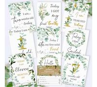 Botanical Boho Eucalyptus Baby Milestone Cards - Leaf-Inspired Newborn Memory Keepsake - Perfect Baby Boy & Girl Gift Set - Nature-Themed First Year Moments - Unique Boho Baby Gift