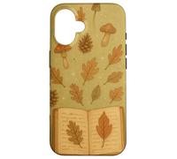 Botanical Book Sprouting Mushrooms & Autumn Leaves Art Case for iPhone 16