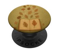 Botanical Book Sprouting Mushrooms & Autumn Leaves Art PopSockets Adhesive PopGrip