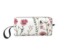 Botanical Butterfly Makeup Bag Water Resistant Travel Toiletry Organizer for Women Men Flower Leaves Cosmetic Storage Pouch with Zipper Portable Small Tool Bag