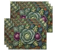 Botanical Cabbage Garden Harvest Autumn Placemats Set of 6