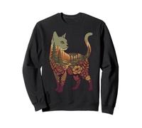 Botanical Cat Forest Landscape Art Feline Wildlife Sweatshirt