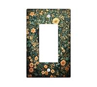 Botanical Cat Light Switch Cover Plates/Outlet Covers, Dark Green Foliage with Cat Design for Home Decor, Thermoplastic Wall Plates, Standard Size Single Rocker