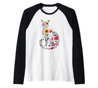Botanical Cat Silhouette Flower Aesthetic Wildflower Spring Raglan Baseball Tee