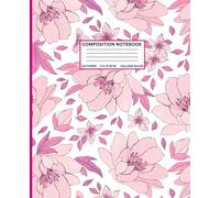 Botanical Composition Notebook | Pink Flower & Butterfly Journal 7.5 x 9.25 in | 110 College Ruled Pages: Elegant Floral Cover | Lined Notebook for Writing, Journaling, and Note-Taking