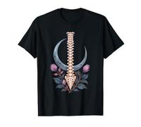 Botanical Crescent Moon Human Vertebral Column Art Value Graphic T-Shirt