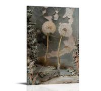 Botanical Dandelion Floral Wildflower Canvas Poster, Wall Art with Blue Gray Textured Design, Serene Rustic Farmhouse Decor Perfect for Living Room, Bedroom & Cozy Sunroom 20x30inch(50x75cm)