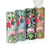 Botanical Elegant Floral Travel Tissue Tubes Box Container with Facial Tissues for Car Cup Holder