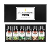 Botanical Essential Oils Blends Gift Set, Calming Diffuser Oils for Relaxation, Sleep & Wax Melts, Aromatherapy Set with White Tea, Sandalwood, Peppermint - 6 x 10ml