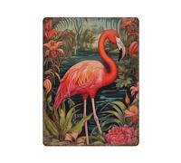 Botanical Flamingo William Morris Style Art Print Foliage, Botanical Leaves And Flowers, Tropical Flamingo Poster, Luxury Nature PosterWall Decor Art Metal Tin Poster Modern Bar Decorations40x30cm