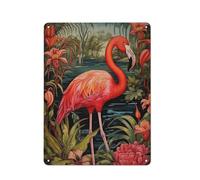 Botanical Flamingo William Morris Style Art Print Foliage, Botanical Leaves And Flowers, Tropical Flamingo Poster, Luxury Nature PosterWall Decor Art Metal Tin Poster Modern Bar Decorations40x30cm