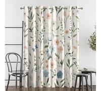 Botanical Floral Butterfly Blackout Curtains 66x72 Inch Thermal Drapes for Bedroom & Living Room 2 Panels Set Decorative Window Treatments with Patterned Design