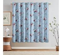 Botanical Floral Curtains Blackout, 52x63 Inch 2 Panels - Blue Watercolor Flower Pattern Black Out Curtains, Home Decor, 63 Drop Eyelet Window Drapes for Bedroom, Living Room A&BT59