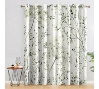 Botanical Floral Curtains Blackout for Home Decor, Thermal Curtains Nature Leaves Pattern, Living Room & Bedroom Eyelet Drapes 90 Inch Drop, 66x90, 2 Panels D&2130