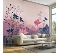 Botanical Floral Kids Room Canvas Peel and Stick Wall Mural Natural Theme Large Removable Self-Adhesive Wallpaper Decor for Nursery Boy Girl Bedroom 120x84 inches / 300x210 cm