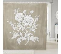 Botanical Floral Print Bathroom Curtain,Romantic French Style Bathroom Curtains 12 Hooks Suits for Bathtub,Plants Flower Bath Curtain for Kids Girls Boys,72" W x 78" L,Beige White