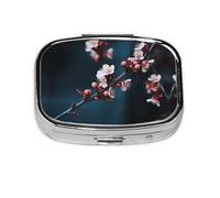 Botanical Floral Print Square Metal Pill Box Decorative Pill Case - Carry Your Meds in Style (Rectangular)