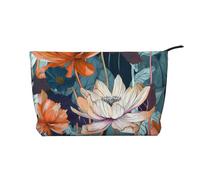 Botanical Floral Prints Corduroy Makeup Bag for Women Girls, Spacious Travel Cosmetic Organiser for Make-up, Toiletries & Essentials