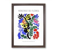 Botanical Flower Market Exhibition No.1 Framed Print | A2 Walnut Framed Wall Art | Ready to Hang | Modern Floral Picture | Living Room Bedroom Lounge Office
