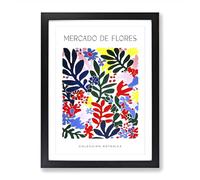 Botanical Flower Market Exhibition No.10 Framed Print | A2 Black Framed Wall Art | Ready to Hang | Modern Floral Picture | Living Room Bedroom Lounge Office
