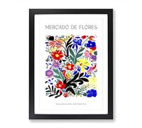 Botanical Flower Market Exhibition No.3 Framed Print | A2 Black Framed Wall Art | Ready to Hang | Modern Floral Picture | Living Room Bedroom Lounge Office