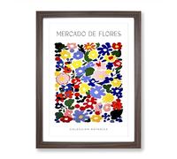 Botanical Flower Market Exhibition No.9 Framed Print | A2 Walnut Framed Wall Art | Ready to Hang | Modern Floral Picture | Living Room Bedroom Lounge Office