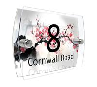 Botanical Flowers Personalised House Number Sign - Modern Watercolour Style Plaque with Custom Door Number & Street Name - Weatherproof Acrylic Address Sign for Outdoor Use Warming Gift (R041)