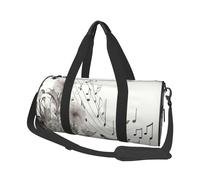 Botanical Flying Music Notes Printed Round Travel Duffel Bag Large Overnight Weekend Bags for Hiking, Vacations, Gym, Sports