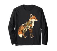 Botanical Fox Wild Animal Floral Design Long Sleeve T-Shirt