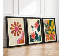 Botanical Garden Blooms Botanical Set of 3 Framed Wall Art Prints A4