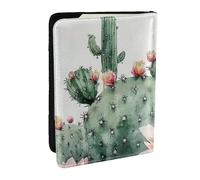 Botanical Garden Cactus Succulents Printed Passport Holder,Travel Pu Leather Passport Cover Case Organiser for Men Women,6.5 Inch