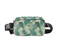 Botanical Green Tigers Pattern Women Men Teens Stylish Fanny Pack Waist Bag for Travel Running Hiking, Tropical Palm Leaves Fern Leaf Emerald, One Size