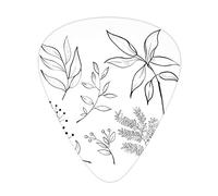 Botanical Guitar Picks 12 Pack Universal ABS Guitar Picks,Hand-Drawn Sketched Botanical Theme Tropical Leaves Twiggy Branched Foliage,for Acoustic and Electric Guitar,Black and White
