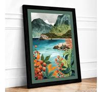 Botanical Haven Coastal Framed Wall Art Print A1 (84.1×59.4cm) Black, Wall Decor for Living Room, Bedroom, Office & Home, Ready to Hang, Art Gift