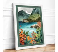 Botanical Haven Coastal Framed Wall Art Print A3 (42×29.7cm) White, Wall Decor for Living Room, Bedroom, Office & Home, Ready to Hang, Art Gift